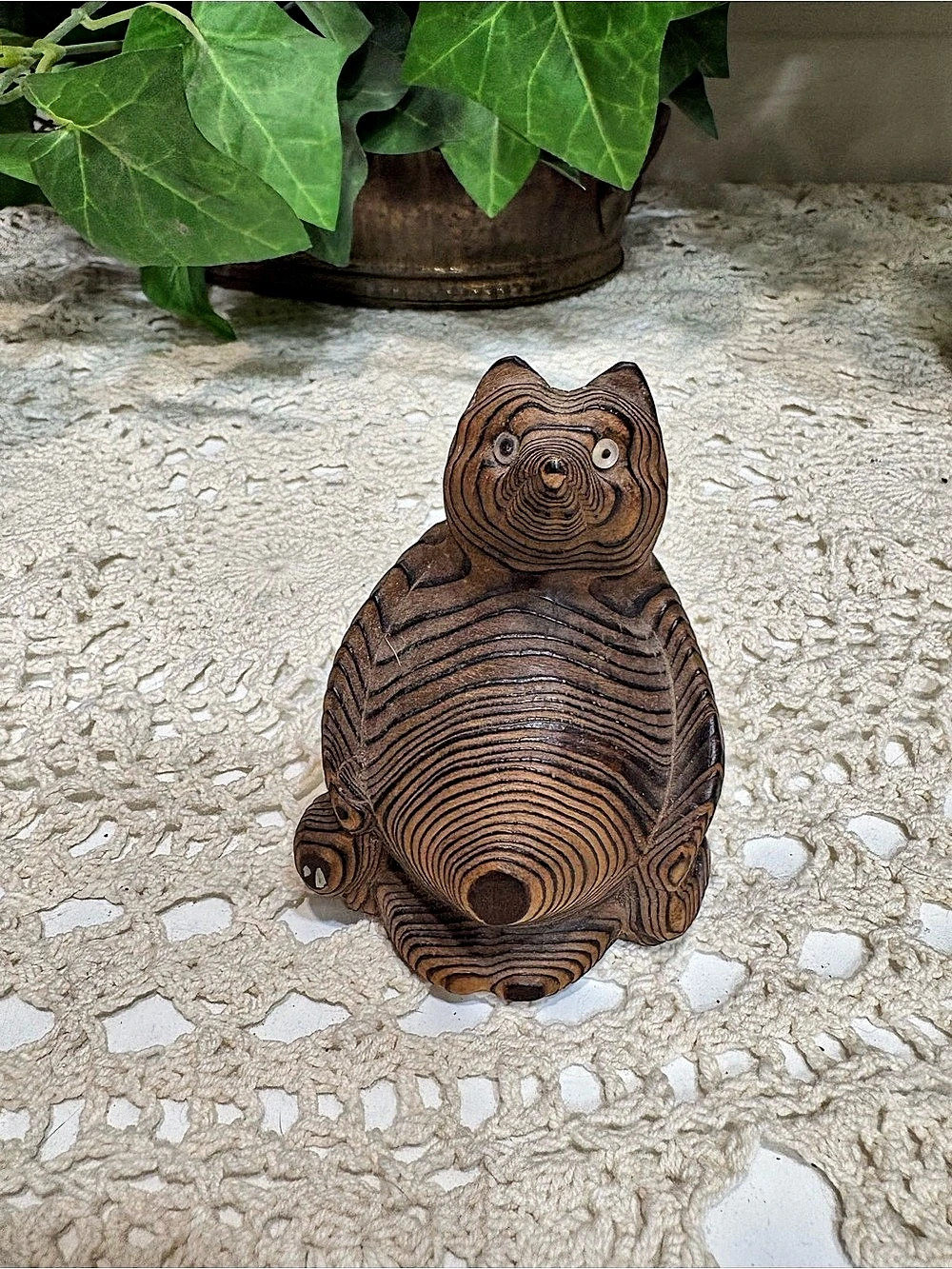 vintage Japanese hand-carved wooden Tanuki